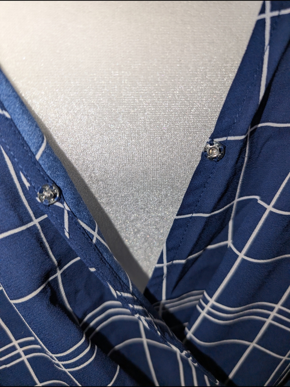 Forever 21 Navy Blue Windowpane Wrap Blouse - Picture 5 of 5